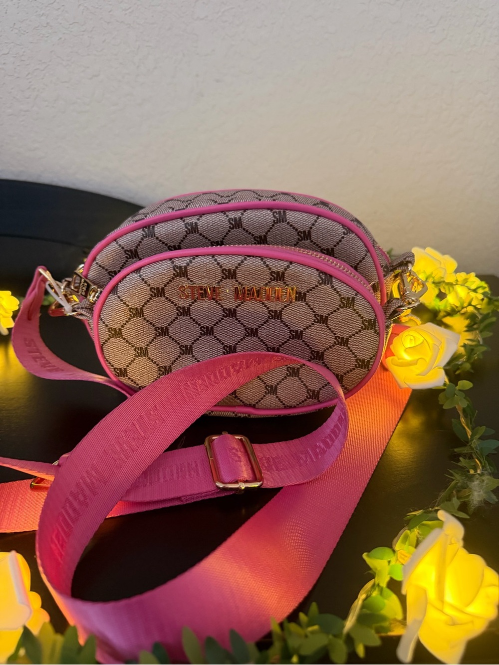 Steve Madden Pink Signature Logo Crossbody Bag
